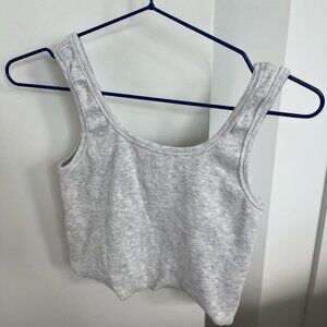 Ardene Basic Light Grey Crop Tank Top - Size Large